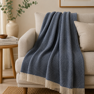 Bronte by Moon Herringbone Wool Throw – Made in Yorkshire