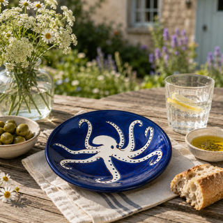 Hand-Painted Octopus Pasta Bowl | Coastal Ceramic Tableware Gift