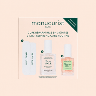Manucurist S.O.S. Nail Repair Kit – Strengthening Base Coat, Overnight Nail Mask & Mini File Duo