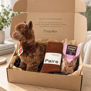 Alpaca Lover’s Gift Hamper – Soft Toy, Alpaca Socks & Fudge