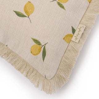 Lemon Linen Blend Cushion – Decorative Linen Cushion with Feather Inner