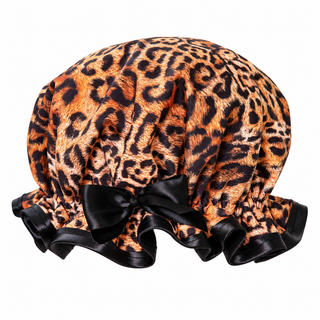 Shower Goddess Leopard Print Shower Cap - Luxury Hair Protection