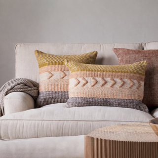 Nkuku Tuleeka Woven Cushion Cover Rectangular Ochre – Wool & Recycled Fibre