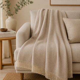 Bronte by Moon Herringbone Wool Throw – Made in Yorkshire