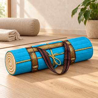 Holistic Silk Lavender Yoga Rug Mat Aegean Blue – Non-Slip Vegan Yoga & Meditation Mat