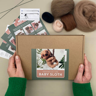 Berlin & Bath Sloth Needle Felting Kit for Beginners – Natural Wool Craft Kit for Adults & Teens