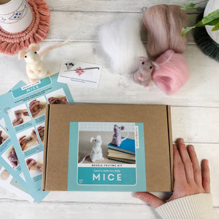 Bergin & Bath Mice Needle Felting Kit – Makes 2 Mice – Beginners Craft Kit