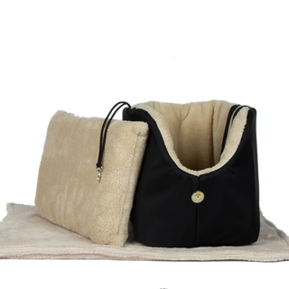 Soho Poms Black & Beige Luxury Rainy Bear Dog Carrier