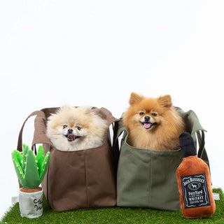 Soho Poms Olive Green Waxed Cotton Rainy Poms Dog Carrier