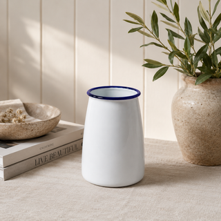 Falcon Enamel Utensil Pot | Kitchen Utensil Holder with Blue Rim
