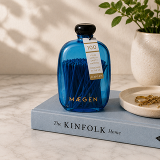 Maegen Long Matches in Blue Glass Bottle | 100 Luxury Safety Matches