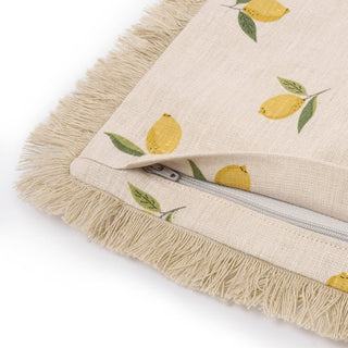 Lemon Linen Blend Cushion – Decorative Linen Cushion with Feather Inner