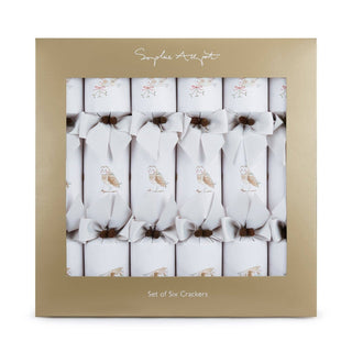Sophie Allport Snowy Owls Christmas Crackers – Set of Six (Eco-Friendly Table Decoration)