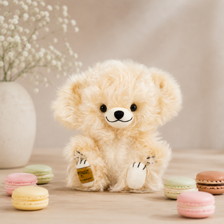 Limited Edition Merrythought Teddy Bear – Cheeky Macaron Bear (Vanilla)