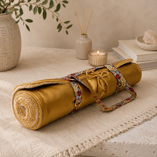 Holistic Silk Gold Lavender Yoga Rug Mat