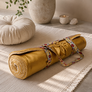 Holistic Silk Gold Lavender Yoga Rug Mat
