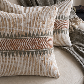 Nkuku Zairya Block Print Cushion Cover Square - Rust & Moss
