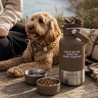 By Teddy Bowl Bottle | 3-in-1 Dog Water Bottle with Bowls | 32oz Travel Bottle