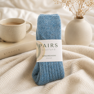 Pairs Ultra Soft Alpaca Bed Socks | Unisex Luxury Cosy Socks Powder Blue Small (UK 4-7)