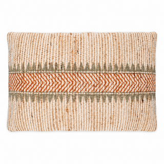 Nkuku Zairya Block Print Cushion Cover – Rust & Moss