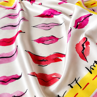 RubanRouge Styling Kissable Lips Silk Scarf – Luxury 100% Silk