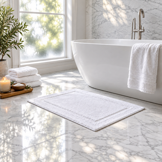 Richard Behr 100% Cotton Hotel Bath Mat – White, 50 × 75cm