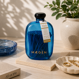 Maegen Long Matches in Blue Glass Bottle | 100 Luxury Safety Matches