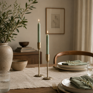 Nkuku Rustic Sage Green Dinner Candles Set of 2