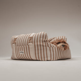 By Teddy Canvas Dog Car Seat – Hazelnut Stripe