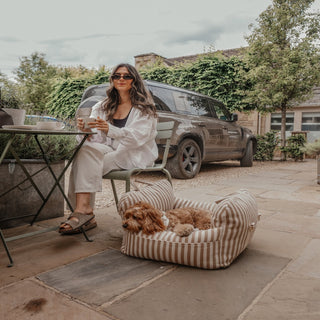 By Teddy Canvas Dog Car Seat – Hazelnut Stripe