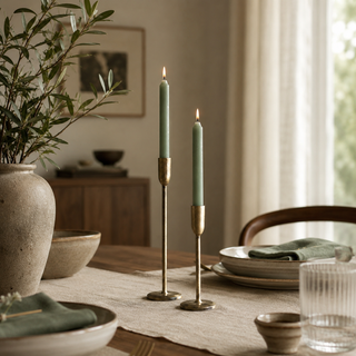 Nkuku Rustic Sage Green Dinner Candles Set of 2