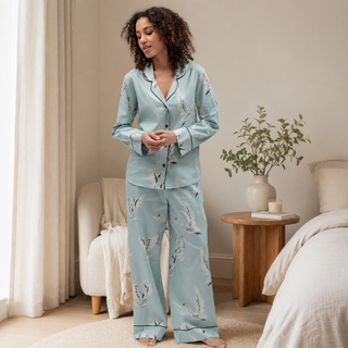 Cyberjammies Grace Swan Print Wide Leg Pyjama Set | Women’s Cotton Modal Nightwear