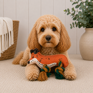 Sophie Allport Fox Rope Dog Toy | Squeaky Tug Toy for Dogs