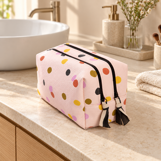 Caroline Gardner Pink Dotty Wash Bag – Women’s Toiletry & Makeup Bag