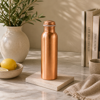 El Cobre Handcrafted Matt Copper Water Bottle – 700ml.