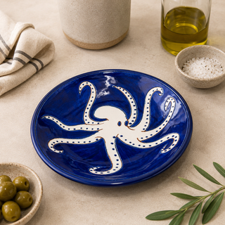 Hand-Painted Octopus Pasta Bowl | Coastal Ceramic Tableware Gift