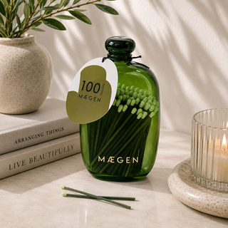 Maegen Long Matches in Green Glass Bottle | 100 Luxury Safety Matches