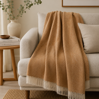 Bronte by Moon Herringbone Wool Throw – Made in Yorkshire