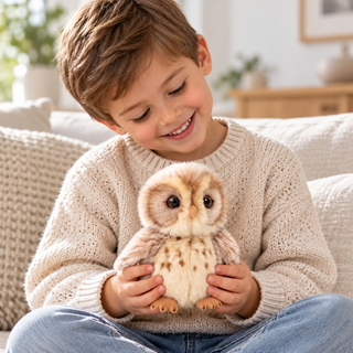 Teddy Hermann Grey Owl Soft Toy 16cm | Cuddly Plush Owl – Suitable from Birth