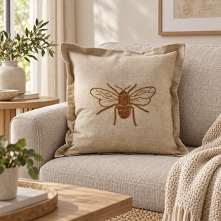 Sophie Allport Bees Embroidered Cushion – Linen & Cotton