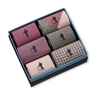 London Sock Company Dash of Class Stone Rose – Men’s Cotton Socks, 6 Pair Gift Box (Size M, 8-10.5)
