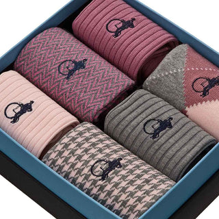 London Sock Company Dash of Class Stone Rose – Men’s Cotton Socks, 6 Pair Gift Box (Size M, 8-10.5)