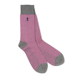 London Sock Company Dash of Class Stone Rose – Men’s Cotton Socks, 6 Pair Gift Box (Size M, 8-10.5)