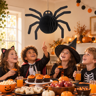 Sass & Belle Black Honeycomb Spider Halloween Decoration