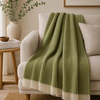 Bronte by Moon Herringbone Wool Throw – Made in Yorkshire