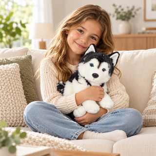 Hermann Teddy Collection Husky Soft Toy 30cm – Sitting Black & White Plush Dog