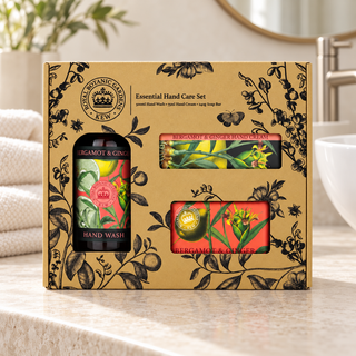 The English Soap Company Kew Gardens Bergamot & Ginger Hand Care Gift Set – 500ml Hand Wash, 240g Soap & 75ml Hand Cream