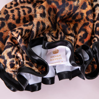 Shower Goddess Leopard Print Shower Cap - Luxury Hair Protection