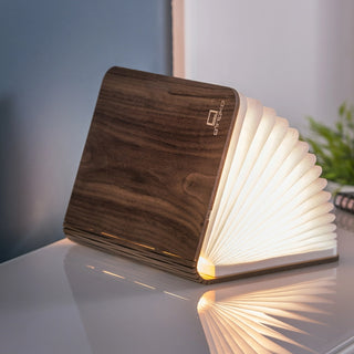 Gingko Smart Book Light – Large Walnut Wooden LED Lamp
