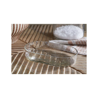 Nkuku Ilcoso Recycled Hammered Glass Soap Dish - Clear